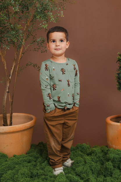 Long Sleeve Toddler Crew Neck Tee in Groot | Kyte Baby