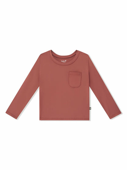 Long Sleeve Toddler Crew Neck Tee in Ember | Kyte Baby