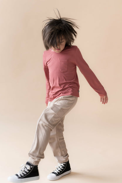 Long Sleeve Toddler Crew Neck Tee in Ember | Kyte Baby