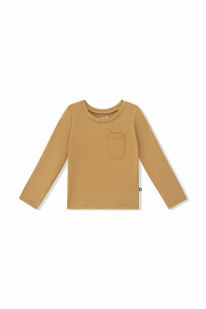 Long Sleeve Toddler Crew Neck Tee in Ochre | Kyte Baby