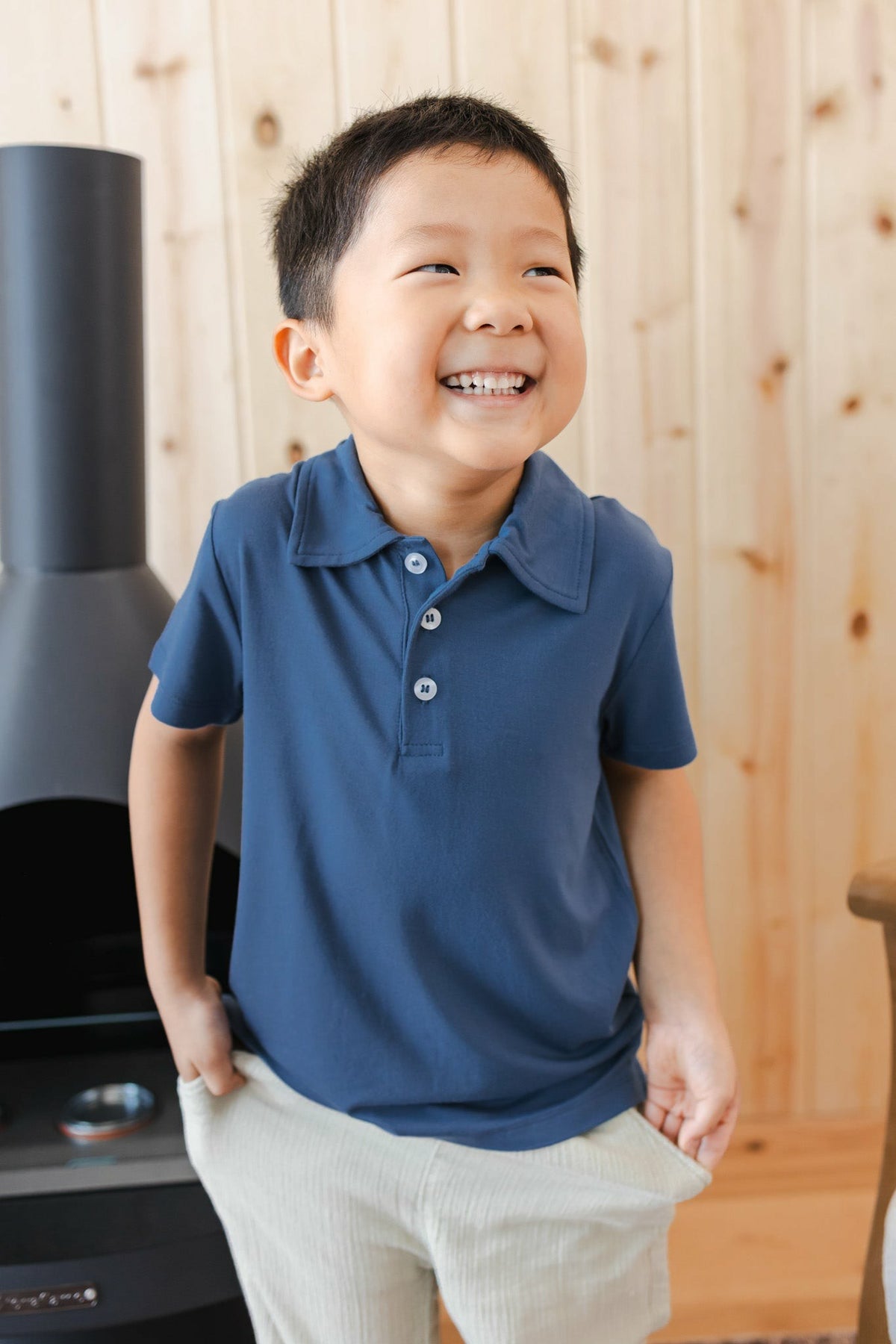Toddler Short Sleeve Polo in Oxford | Kyte Baby