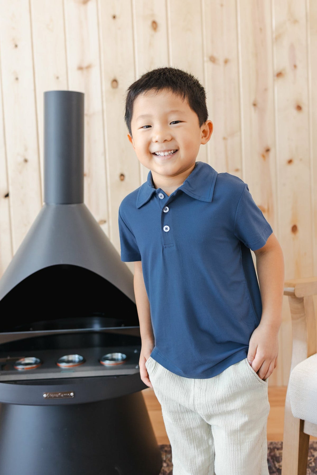 Toddler Short Sleeve Polo in Oxford | Kyte Baby