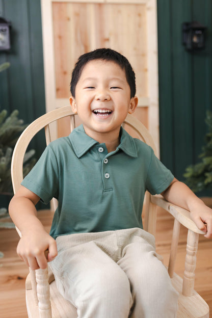 Toddler Short Sleeve Polo in Pine | Kyte Baby