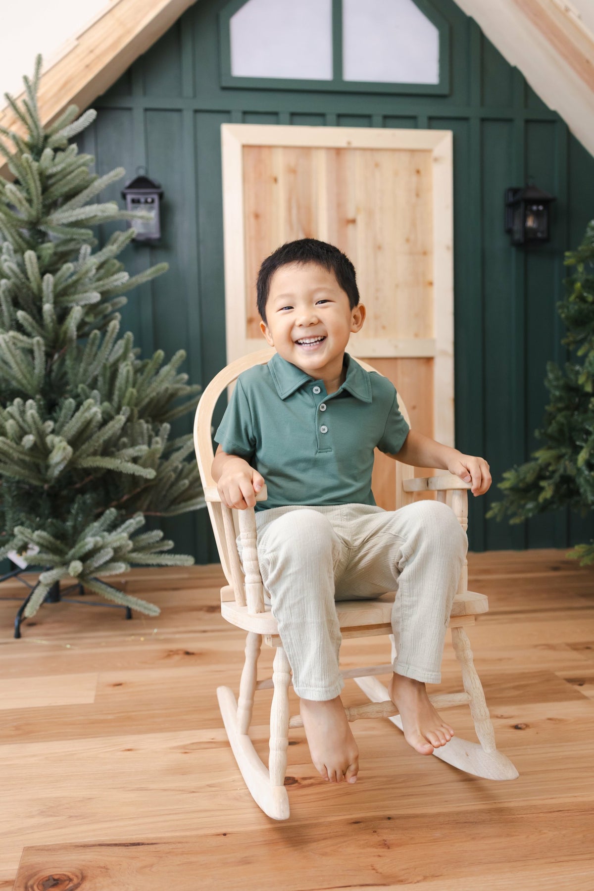 Toddler Short Sleeve Polo in Pine | Kyte Baby