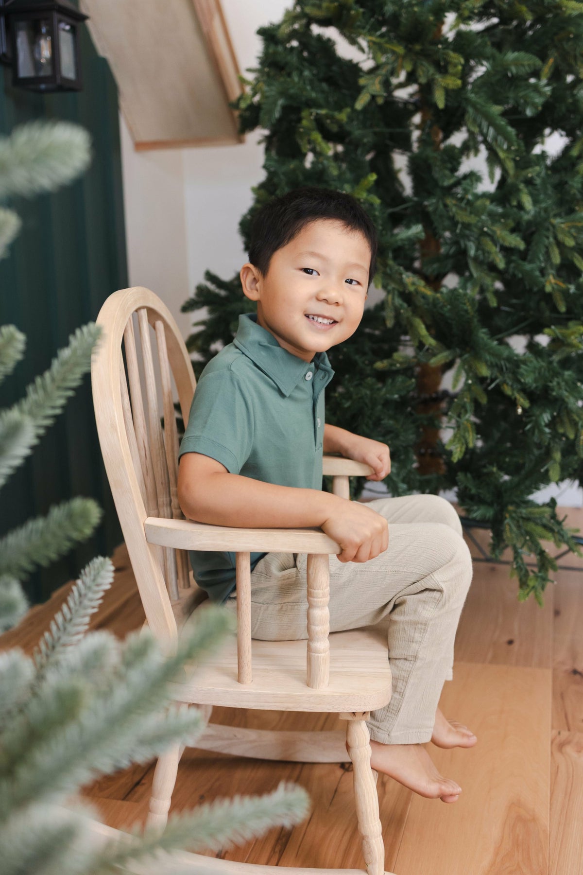 Toddler Short Sleeve Polo in Pine | Kyte Baby