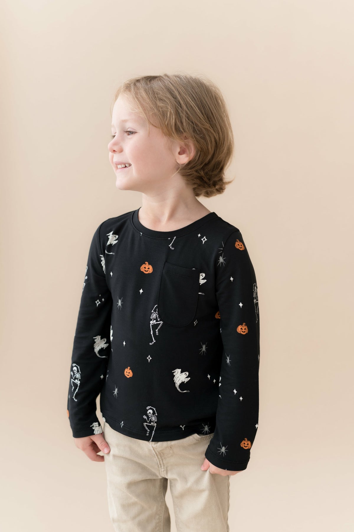 Long Sleeve Toddler Crew Neck Tee in Halloween Friends | Kyte Baby