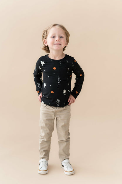 Long Sleeve Toddler Crew Neck Tee in Halloween Friends | Kyte Baby
