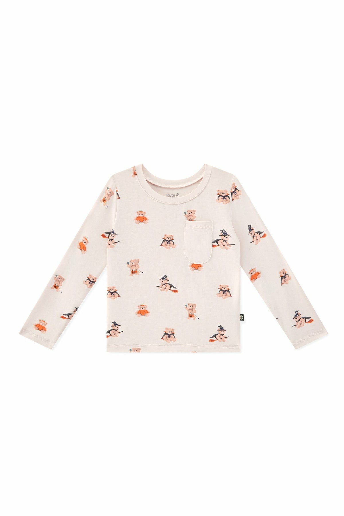Long Sleeve Toddler Crew Neck Tee in Halloween Teddy | Kyte Baby