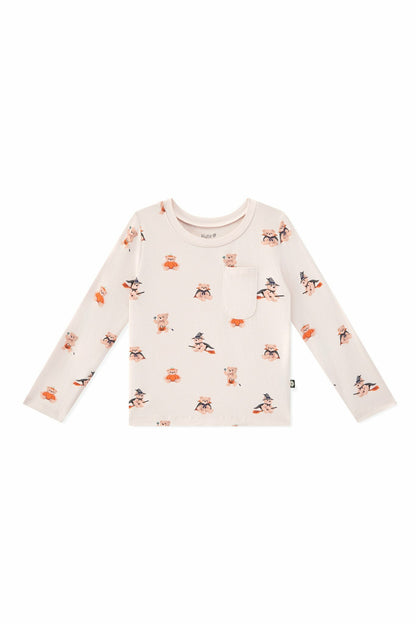 Long Sleeve Toddler Crew Neck Tee in Halloween Teddy | Kyte Baby