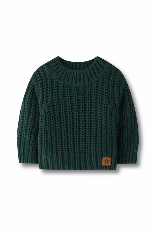 Chunky Knit Sweater in Cypress | Kyte Baby