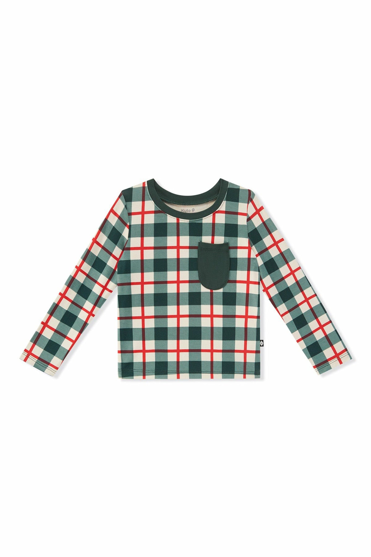 Long Sleeve Toddler Crew Neck Tee in Holiday Plaid | Kyte Baby