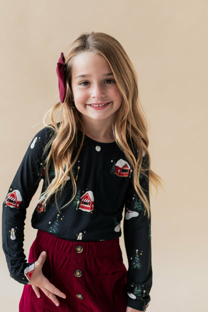 Long Sleeve Toddler Crew Neck Tee in Winter Wonderland | Kyte Baby