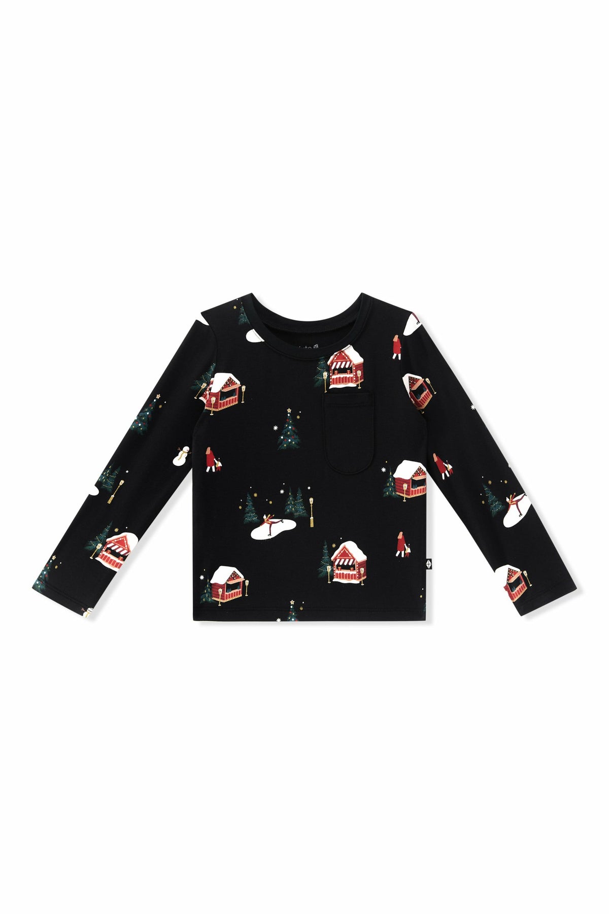 Long Sleeve Toddler Crew Neck Tee in Winter Wonderland | Kyte Baby