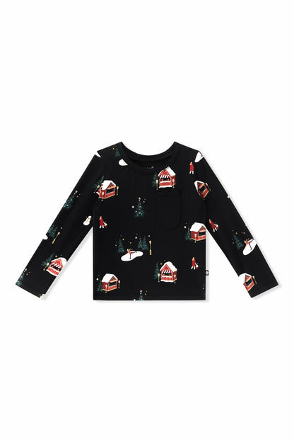 Long Sleeve Toddler Crew Neck Tee in Winter Wonderland | Kyte Baby