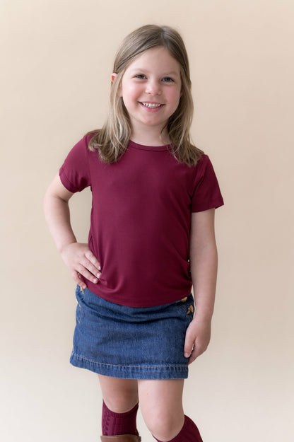 Toddler Basic Tee in Burgundy | Kyte Baby