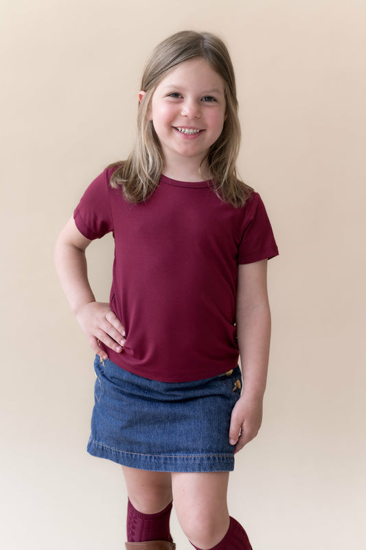 Toddler Basic Tee in Burgundy | Kyte Baby