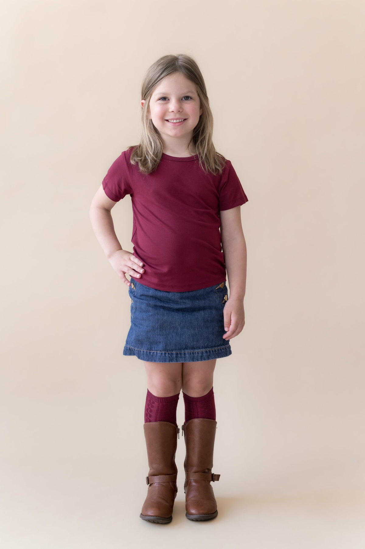 Toddler Basic Tee in Burgundy | Kyte Baby