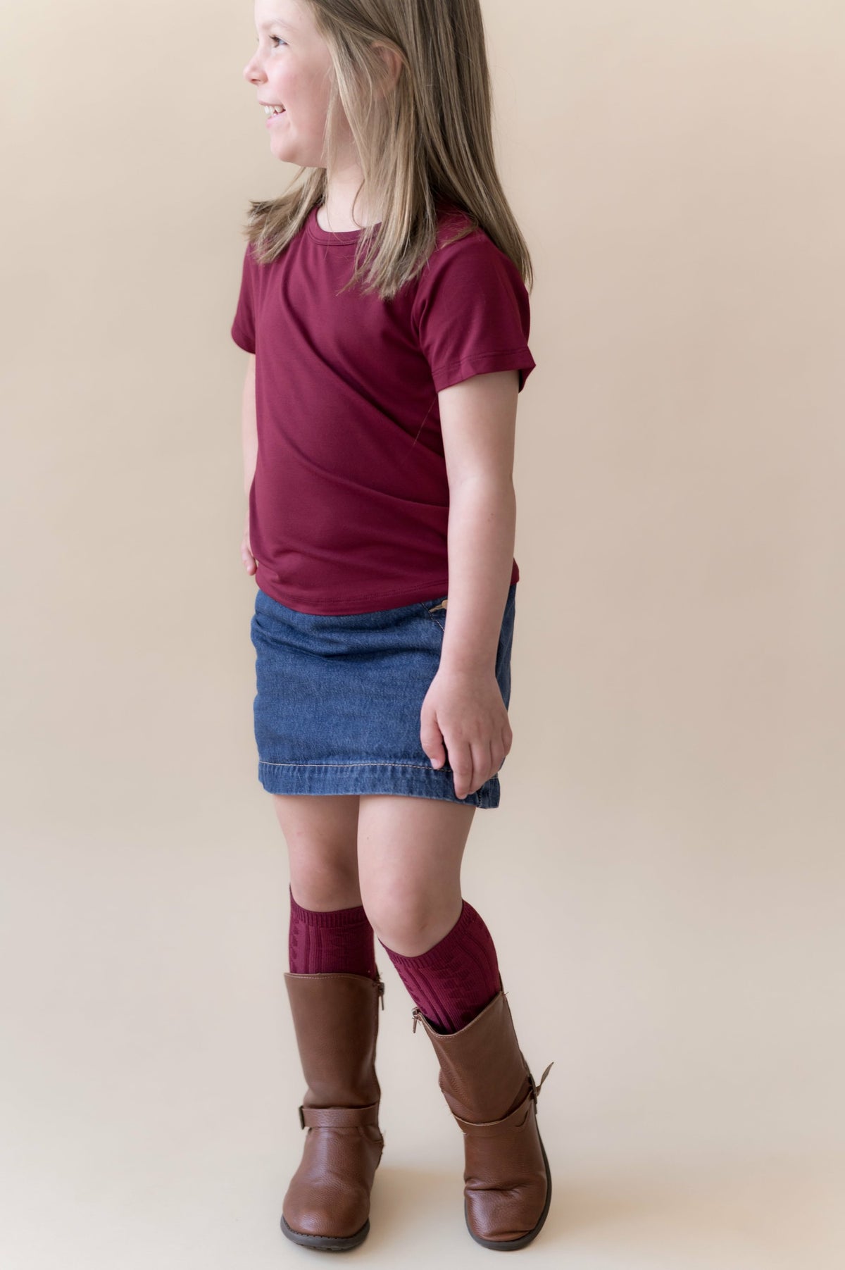 Toddler Basic Tee in Burgundy | Kyte Baby