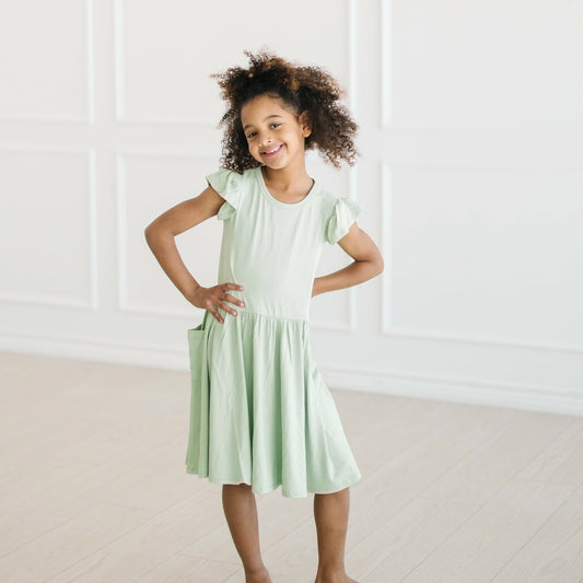 Pocket Dress in Basil | Kyte Baby