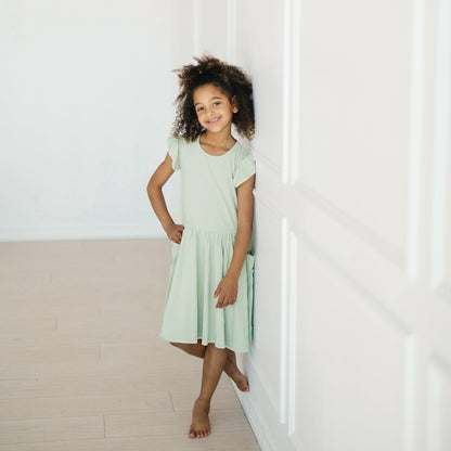 Pocket Dress in Basil | Kyte Baby