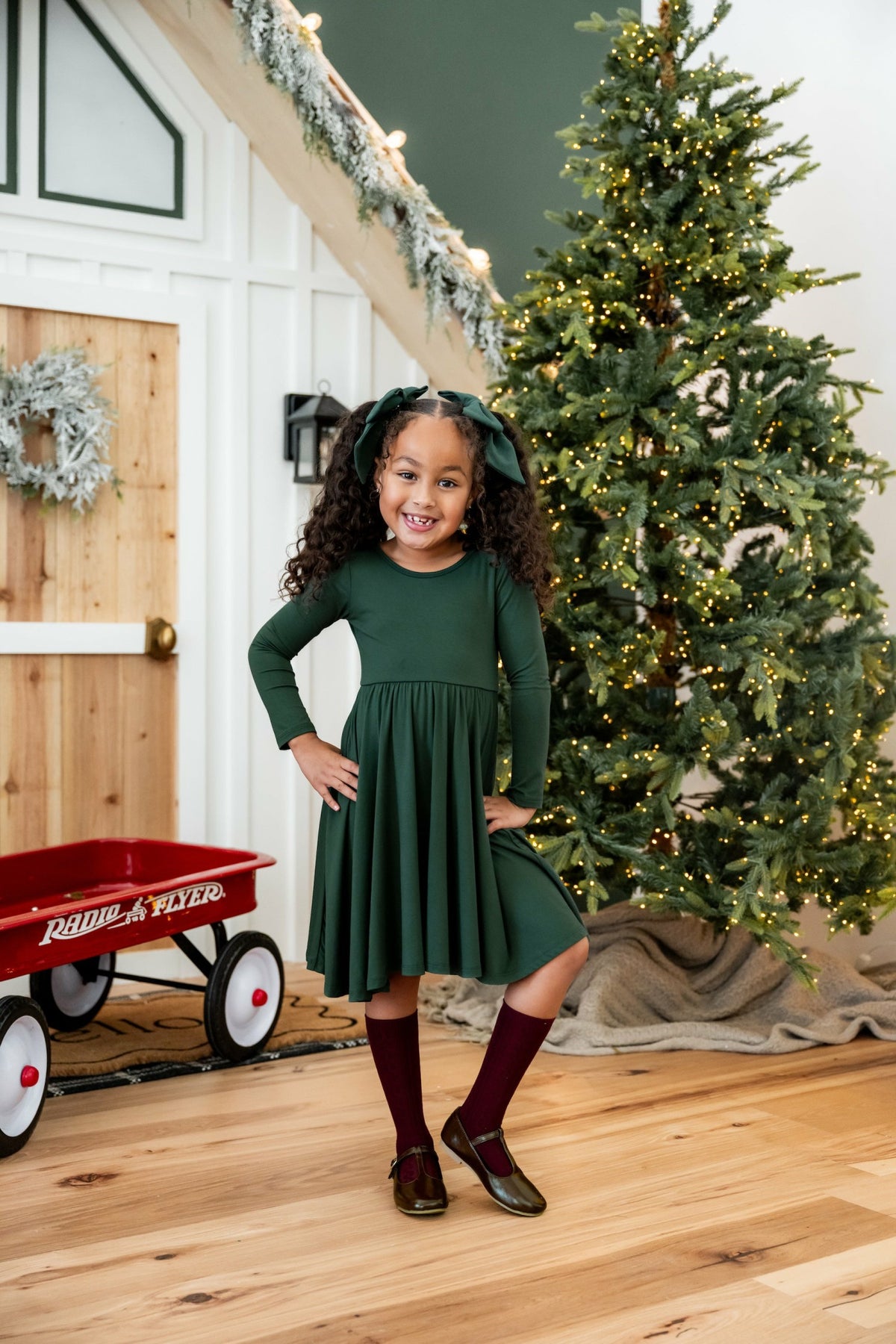 Long Sleeve Twirl Dress in Cypress | Kyte Baby