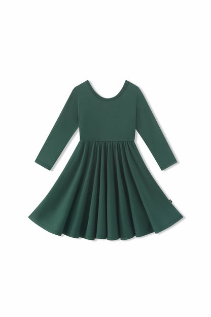 Long Sleeve Twirl Dress in Cypress | Kyte Baby