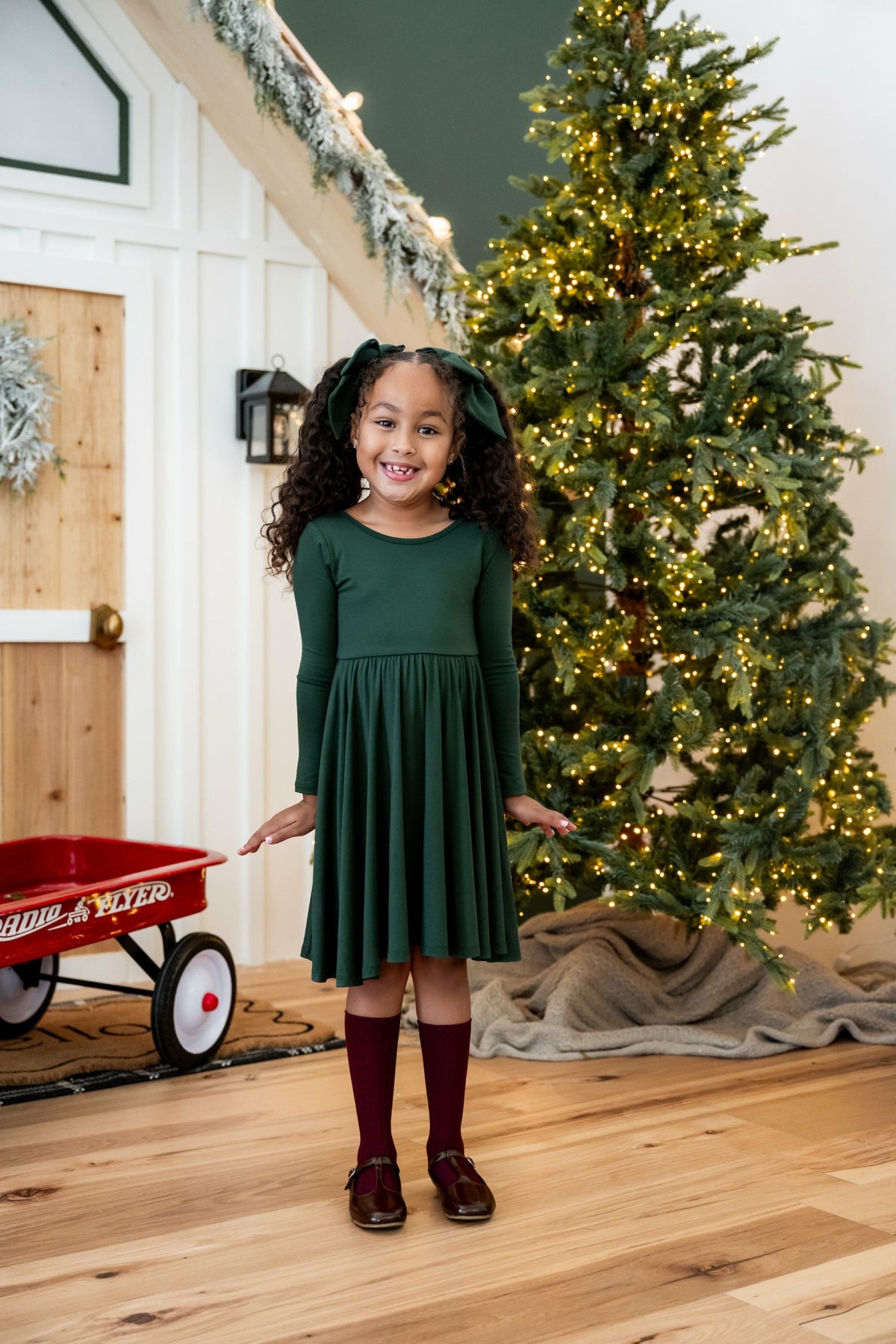 Long Sleeve Twirl Dress in Cypress | Kyte Baby