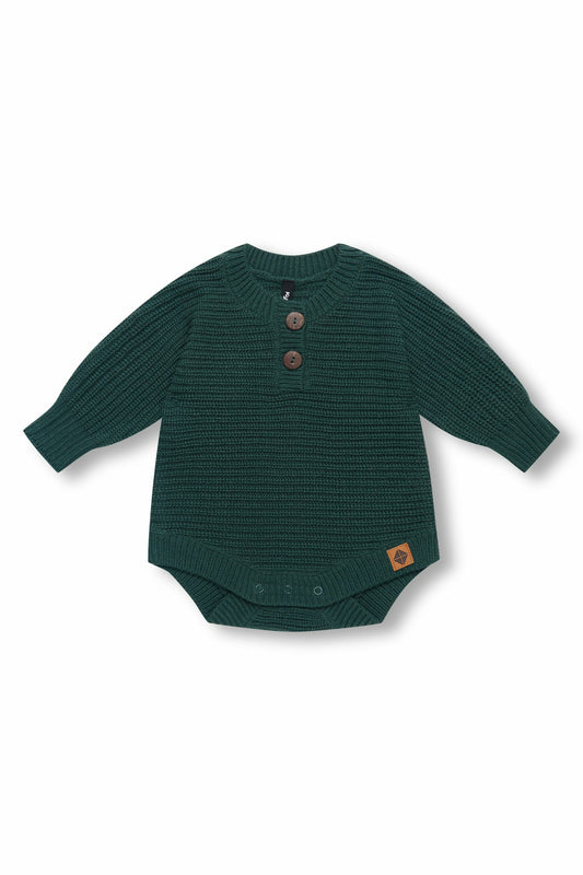 Chunky Knit Romper in Cypress | Kyte Baby