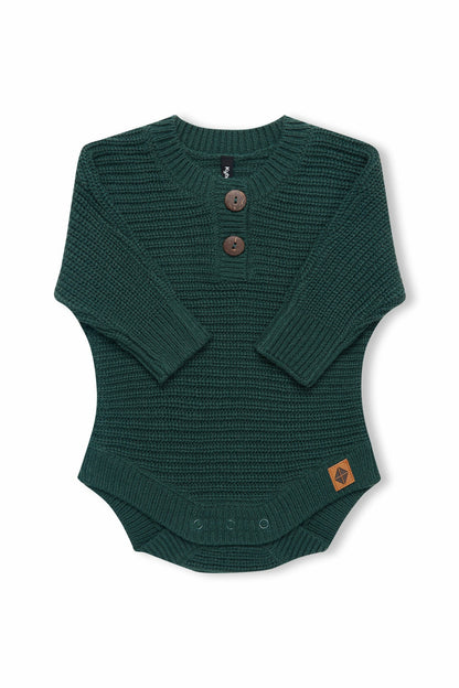Chunky Knit Romper in Cypress | Kyte Baby