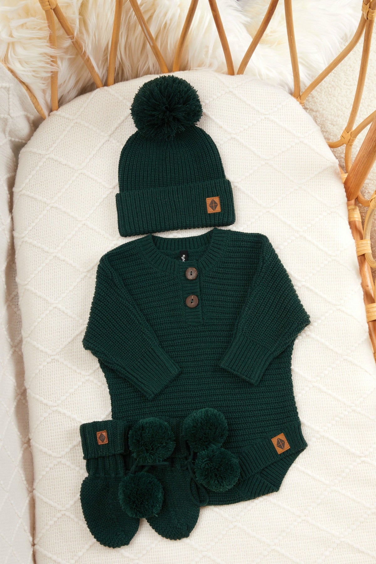 Chunky Knit Romper in Cypress | Kyte Baby