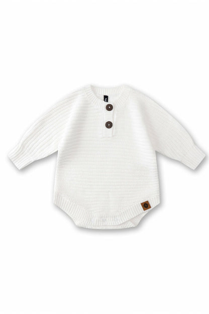 Chunky Knit Romper in Cloud | Kyte Baby