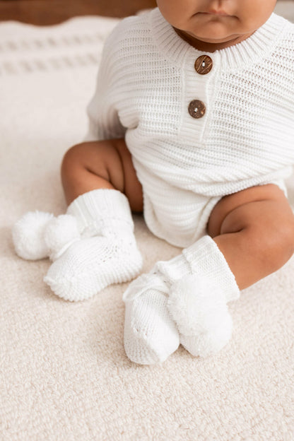 Chunky Knit Romper in Cloud | Kyte Baby