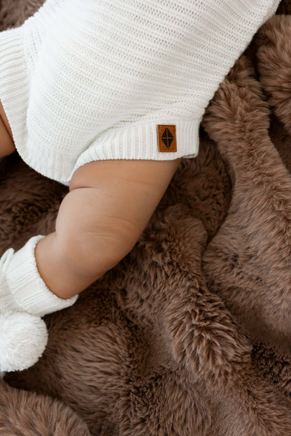 Chunky Knit Romper in Cloud | Kyte Baby