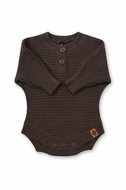 Chunky Knit Romper in Espresso | Kyte Baby