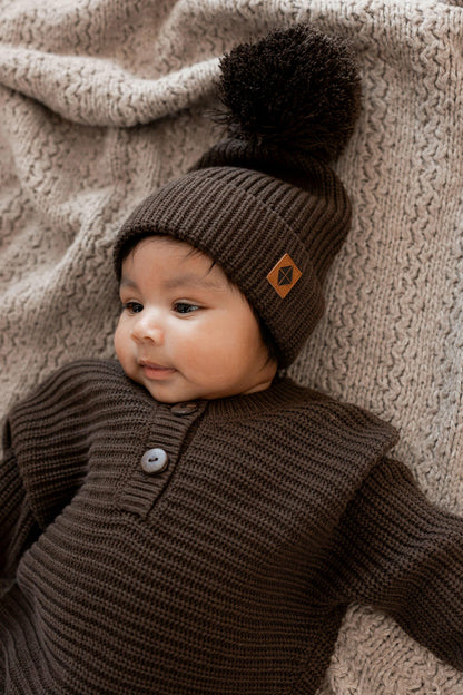 Chunky Knit Romper in Espresso | Kyte Baby