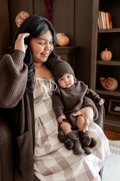 Chunky Knit Romper in Espresso | Kyte Baby