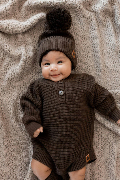 Chunky Knit Romper in Espresso | Kyte Baby