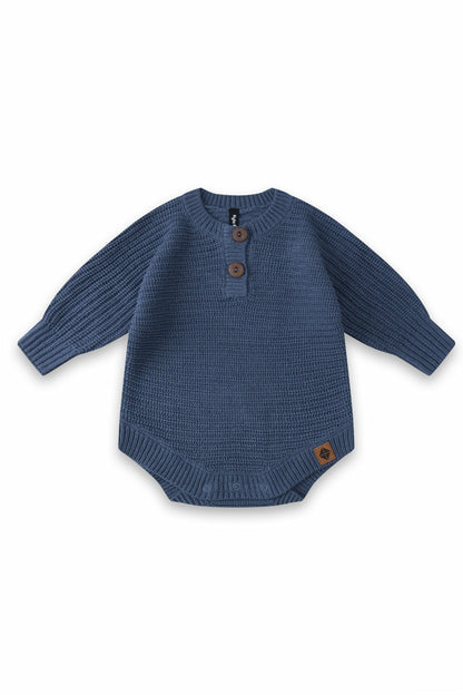 Chunky Knit Romper in Oxford | Kyte Baby
