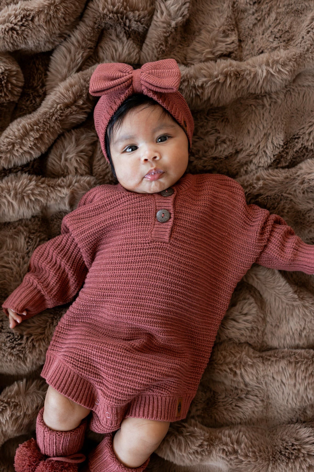 Chunky Knit Romper in Ember | Kyte Baby