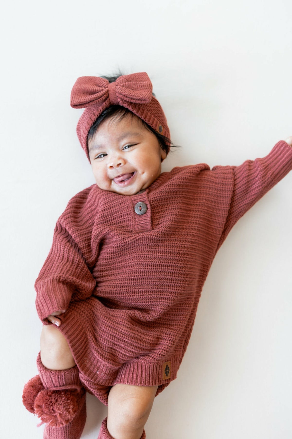 Chunky Knit Romper in Ember | Kyte Baby