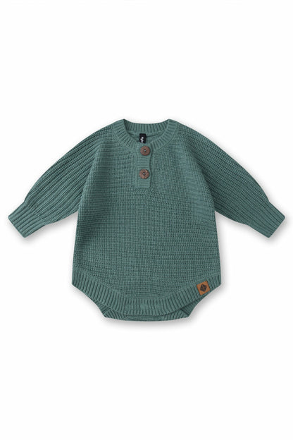 Chunky Knit Romper in Pine | Kyte Baby