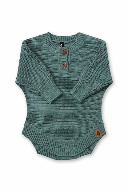 Chunky Knit Romper in Pine | Kyte Baby